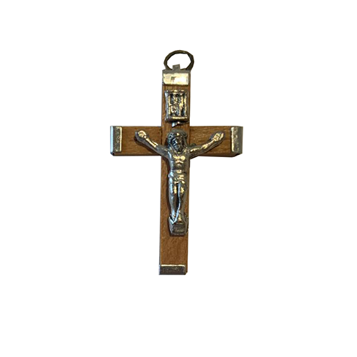 Small Light Wood and Metal Crucifix