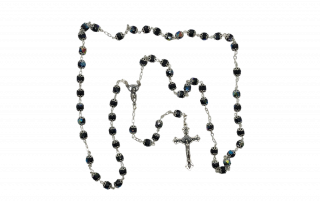 J1A Chrystal Rosary Dark Blue with Silver Caps