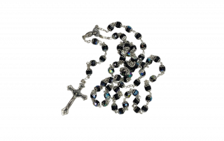 J1A Chrystal Rosary Dark Blue with Silver Caps