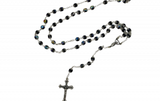 J1A Chrystal Rosary Dark Blue with Silver Caps
