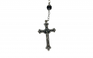 J1A Chrystal Rosary Dark Blue with Silver Caps