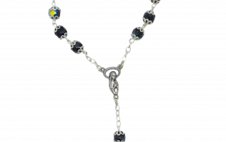 J1A Chrystal Rosary Dark Blue with Silver Caps