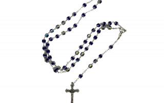 Blue Chrystal Rosary with Silver Caps