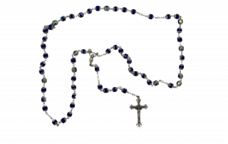 Blue Chrystal Rosary with Silver Caps