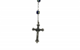Blue Chrystal Rosary with Silver Caps