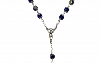 Blue Chrystal Rosary with Silver Caps