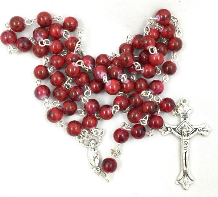 Red Glass Bead Rosary