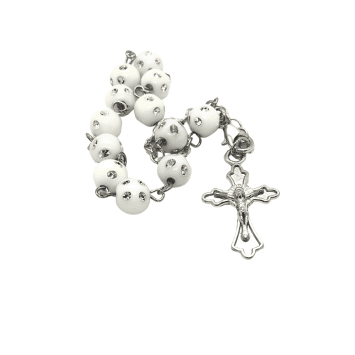 j56n white diamante decade rosary