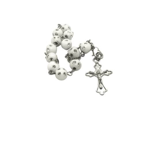 j56n white diamante decade rosary