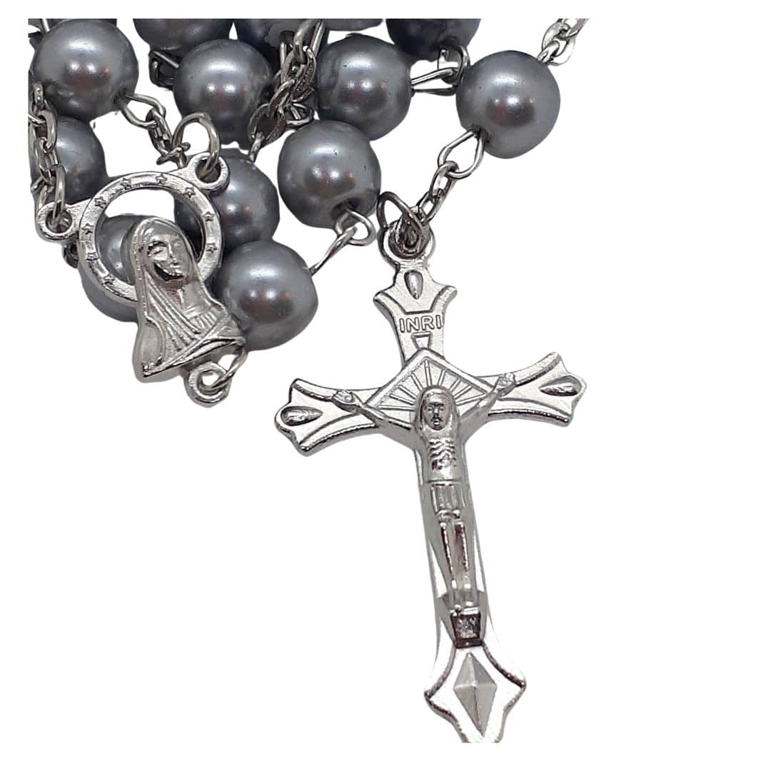 Grey Pearl Like Rosary » Catholic Devotions