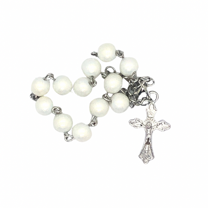 Shiny White Decade Rosary