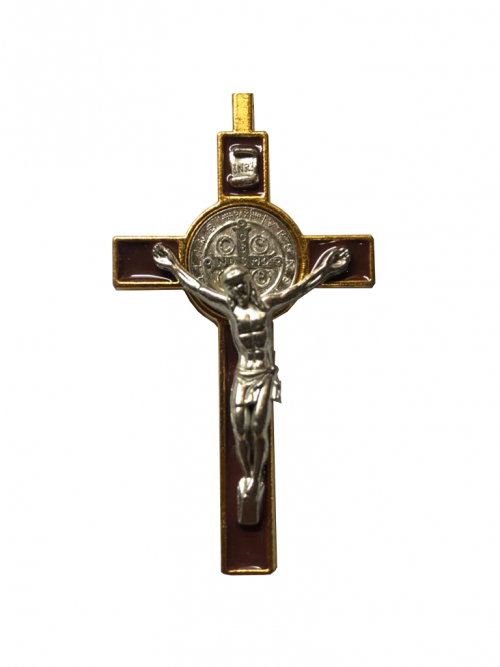 Medium Brown and Gold St Benedict Crucifix