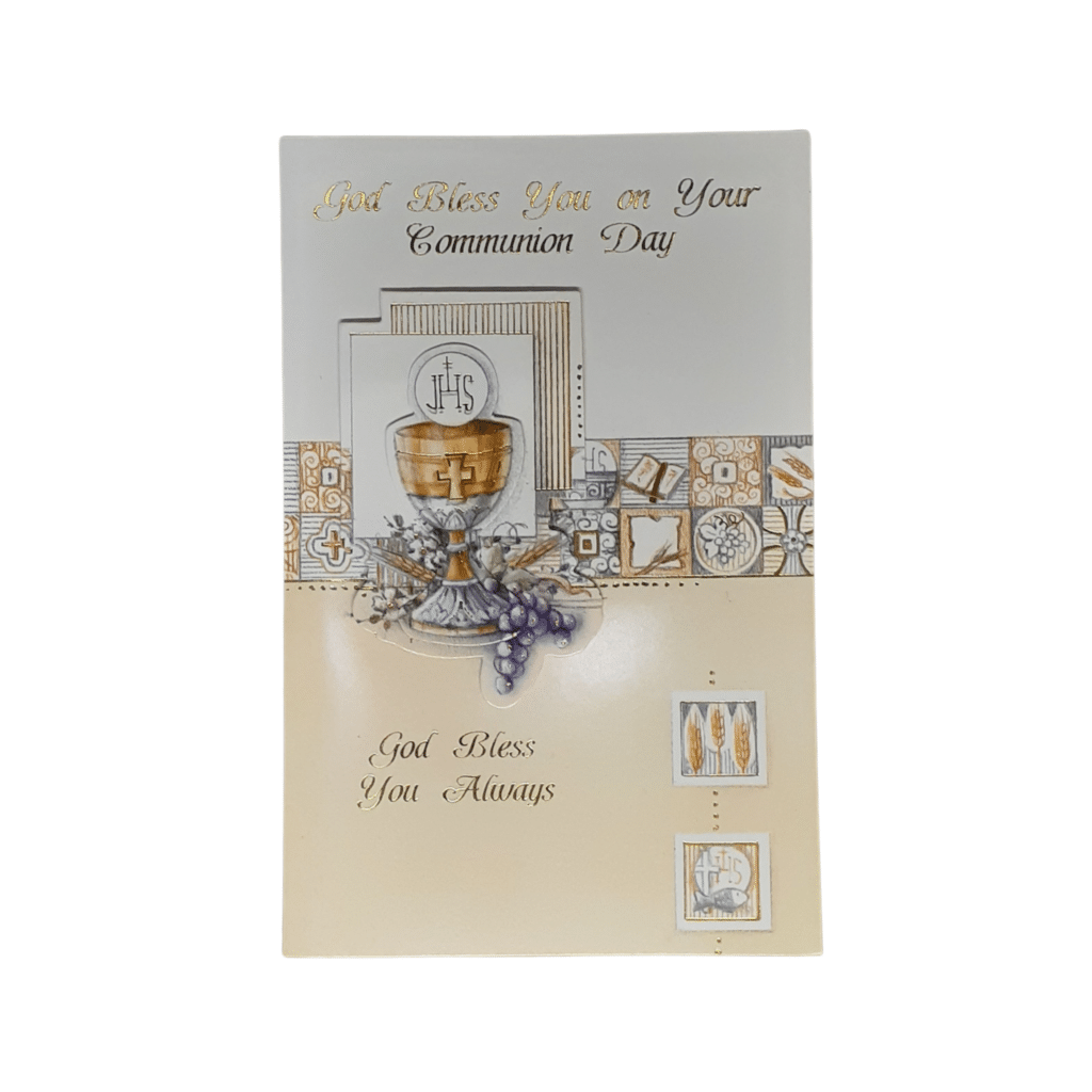First Holy Communion Card with Chalice Detail » Catholic Devotions