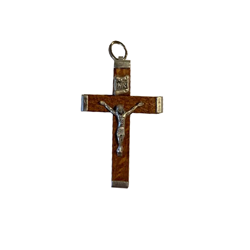 Small Dark Wood and Metal Crucifix