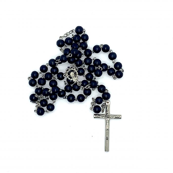 Black Small Round Bead Rosary