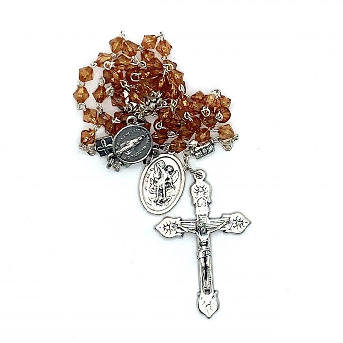 Orange Rosary with Saint Michael Medal