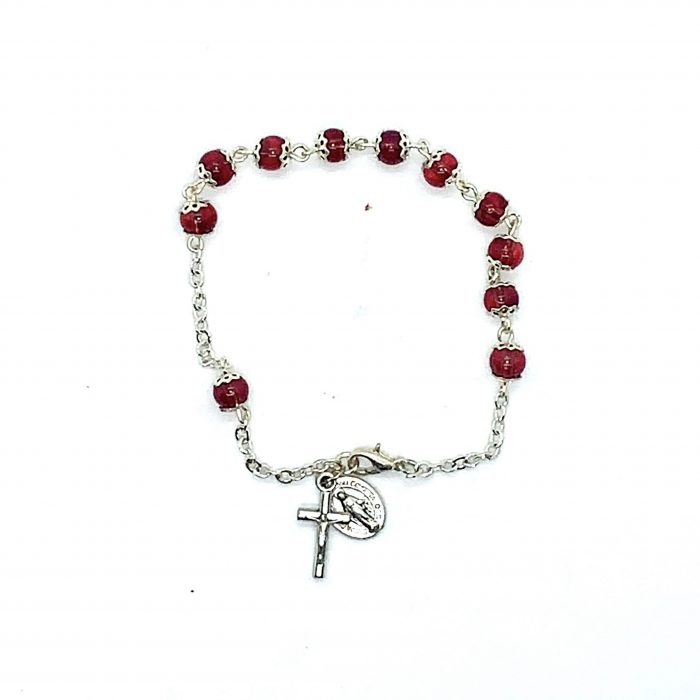 Red Decade Rosary Bracelet