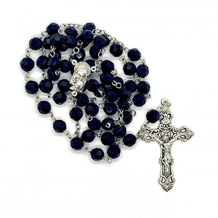 Black Faceted Chrystal Rosary