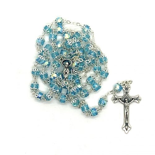 Semi Chrystal Light Blue Rosary