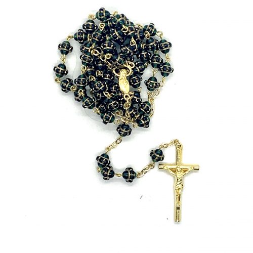 Glass Green and Gilt Rosary