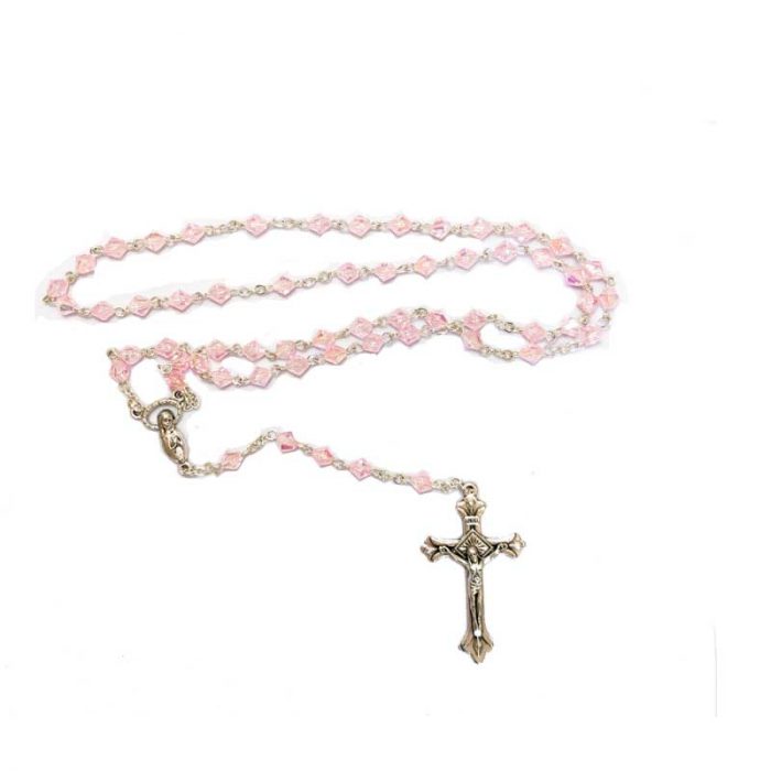 Tiny Chrystal Bead Light Pink Rosary