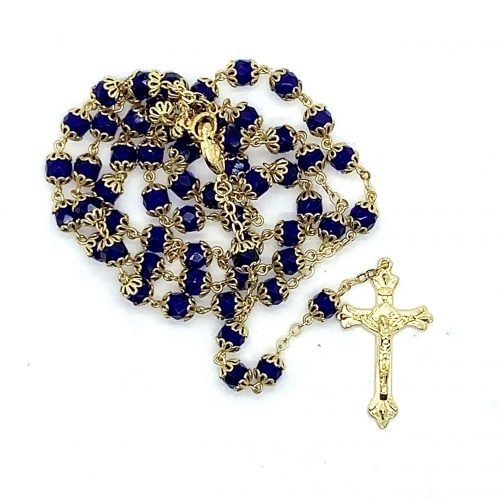 Dark Blue and Gold Rosary