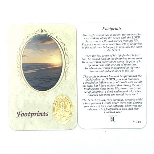Footprints Prayer Holy Card