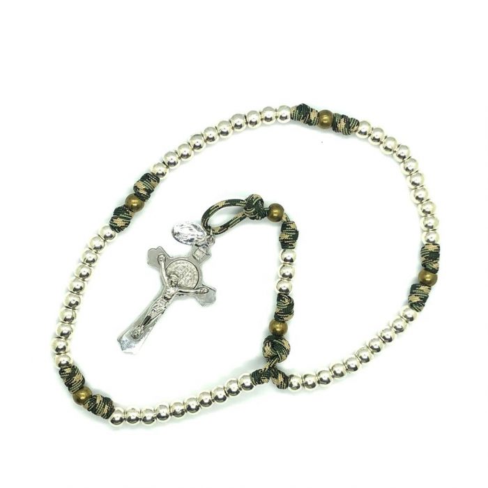 Camo Paracord Rosary with Saint Benedict Crucifix