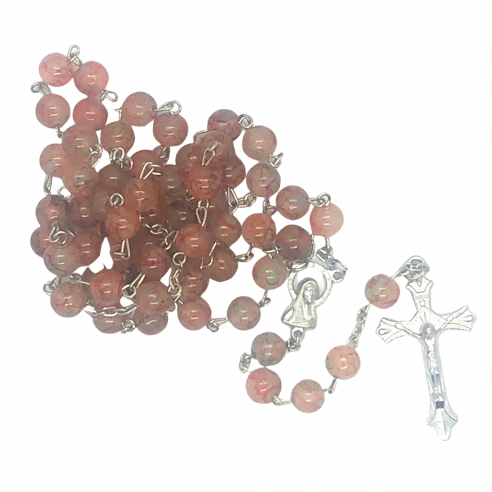 Mottled Brown Orange Bead Rosary