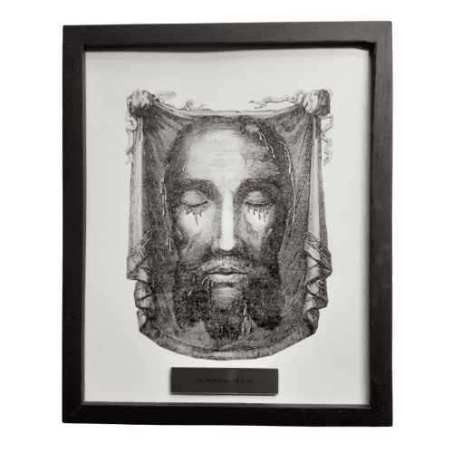 Wooden Framed Holy Face of Jesus