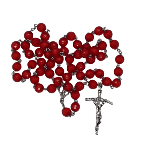Red Plastic Bead Rosary