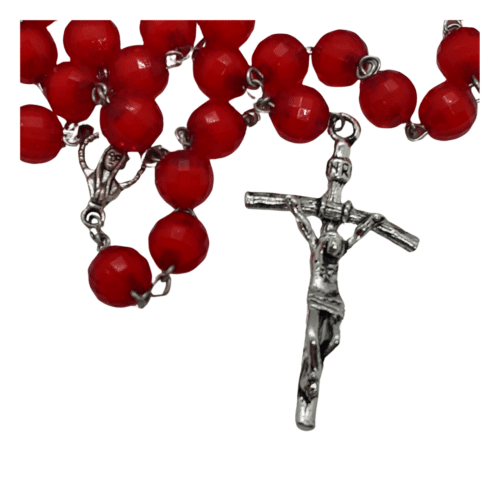 Red Plastic Bead Rosary