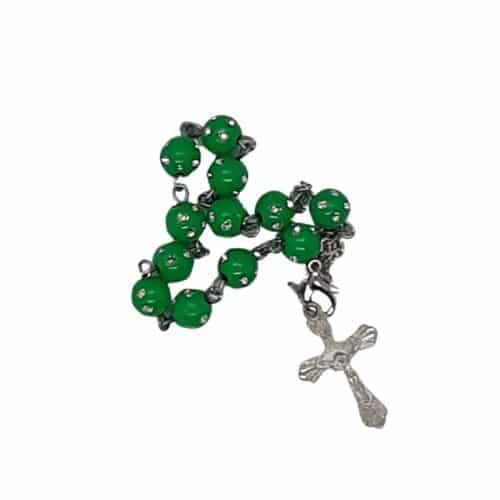 Green Diamante Rosary