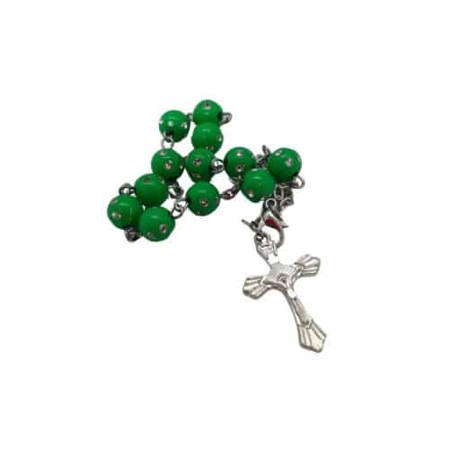 Green Diamante Decade Rosary