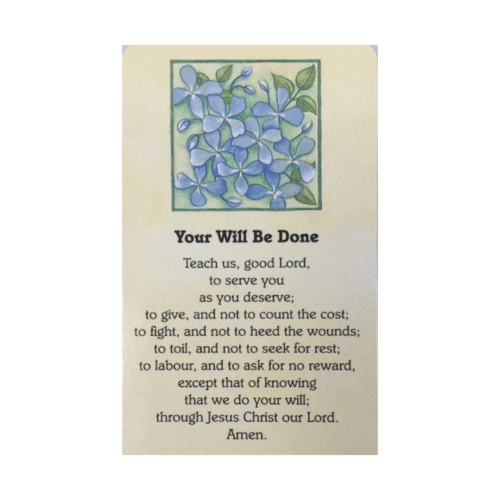 Your will be done Prayer card