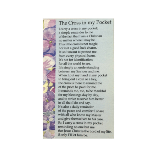 Cross in My Pocket Holy card