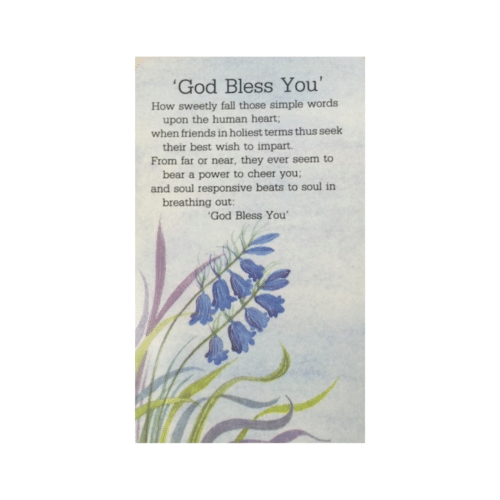 God Bless You Holy Card