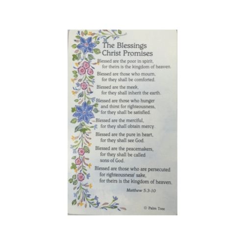 The Blessings Christ Promises Holy Card