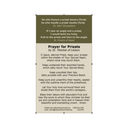 Prayer for priests holy card